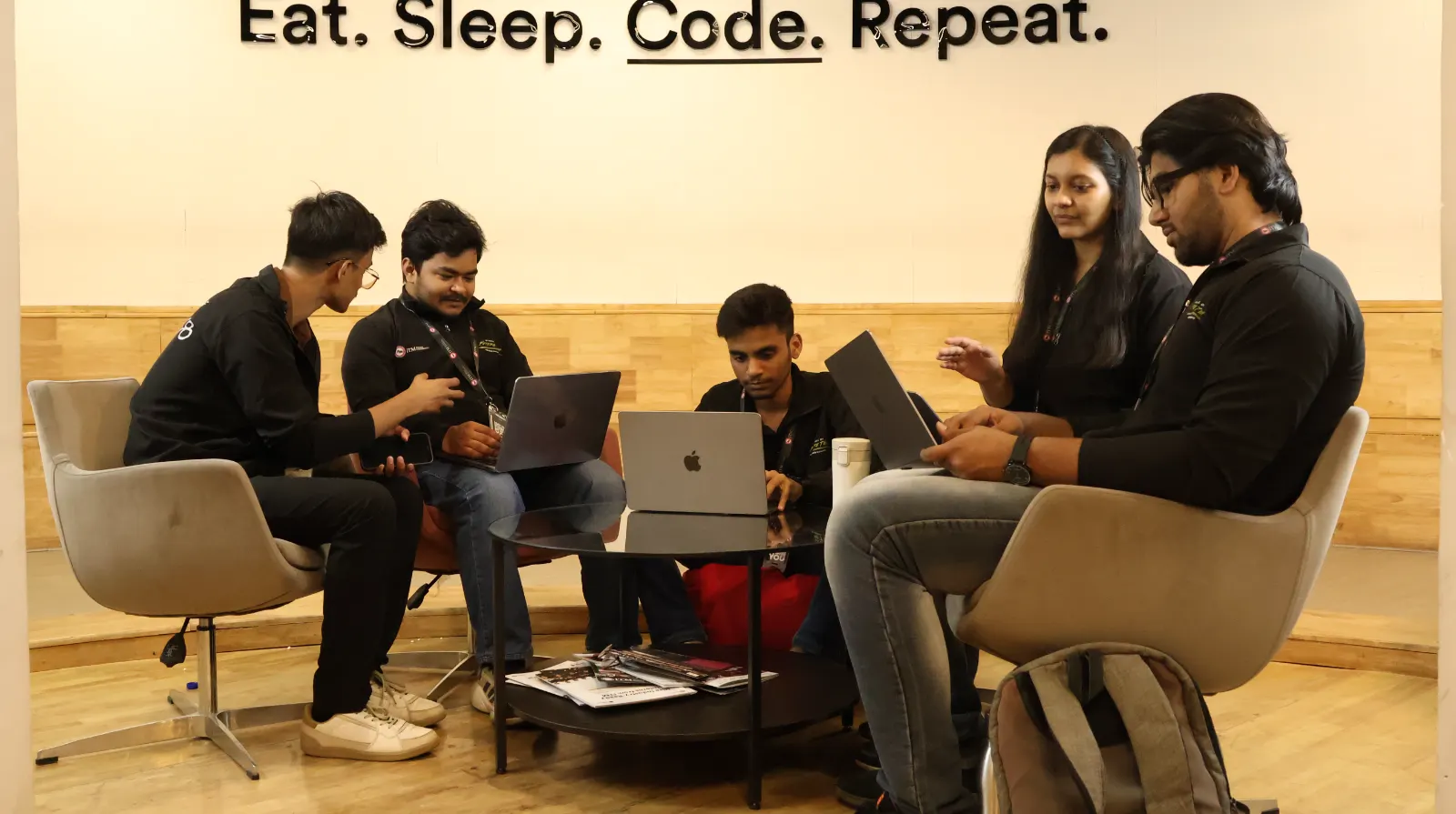 Students working at machines in the ITM Applied AI Lab
